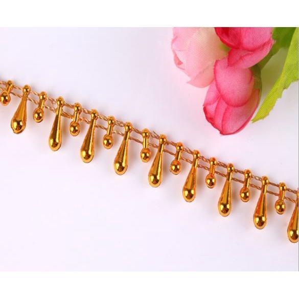 1yard 2cm Gold Silver Leaf Chain Plastic beads Ribbon For Cosplay Performance Sewing Accessories DIY Crafts 吊坠珠链(1550L) - Image 12
