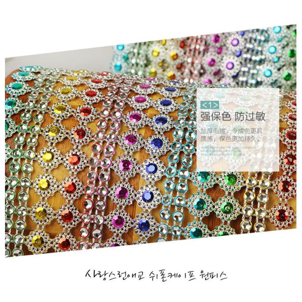 1yard Christmas Ornaments Double Row Silver Diamond Plum Mesh Wrap Crystal Rhinestone Sparkle Ribbon (911L) - Image 3