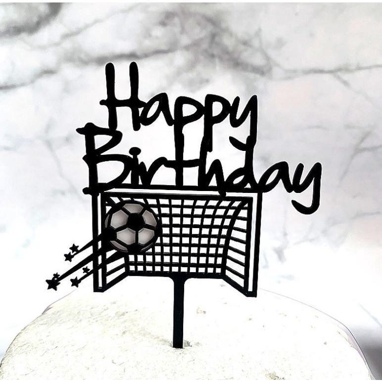 Football Acrylic Cake Topper Novelty Soccer Happy Birthday Cake Topper For Boys Birthday Sports Party (999L)