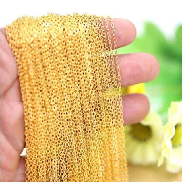 1M Flat Gold Silver 1.5mm Width Rolo Cable Chain Stainless Steel Gold Link Chain for Necklace Bracelet Making(1907L) - Image 2