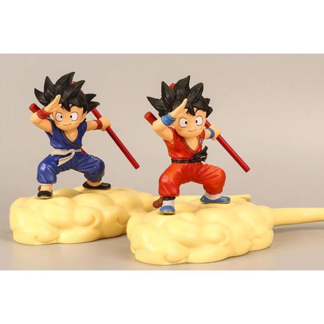 2 Dragon Ball Figures Childhood Monkey King Steps on Somersault Cloud Flying Doll Toy Decor 七龙珠蓝红衣孙悟空筋斗云蛋糕装饰(1694L)