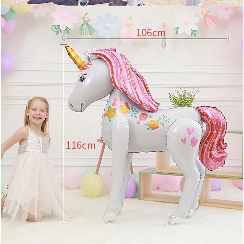 116x106 cm Super Large Unicorn Balloon 3D Standing birthday balloons birthday party decorations kids 大号立体拼装独角兽气球 (266L) - Image 2