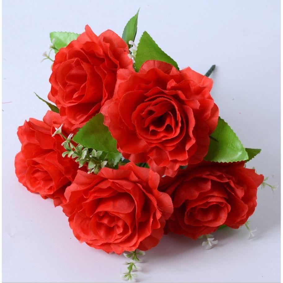 5 Head 1 Bunch Artificial Rose Silk art flower Bouquet For Wedding Party Household Flowers Wall (663L) - Image 13