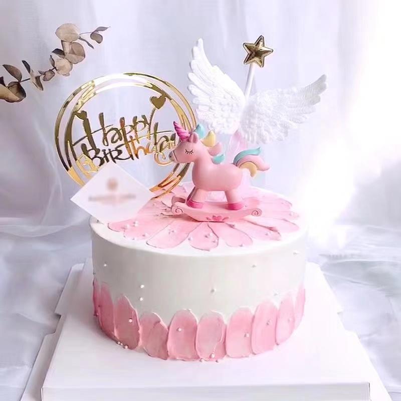 Kawaii Unicorn Figurine Cake Topper Small Rainbow Mini Figurine Party Cake Decorations(763L) - Image 4