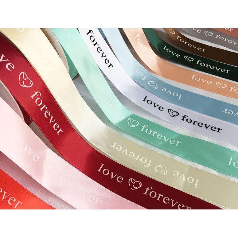 25mm Print Forever Love Silk Ribbons Wedding Car Festival Bridal Accessories Diy Gifts Box Christmas Decor (1248L) - Image 3