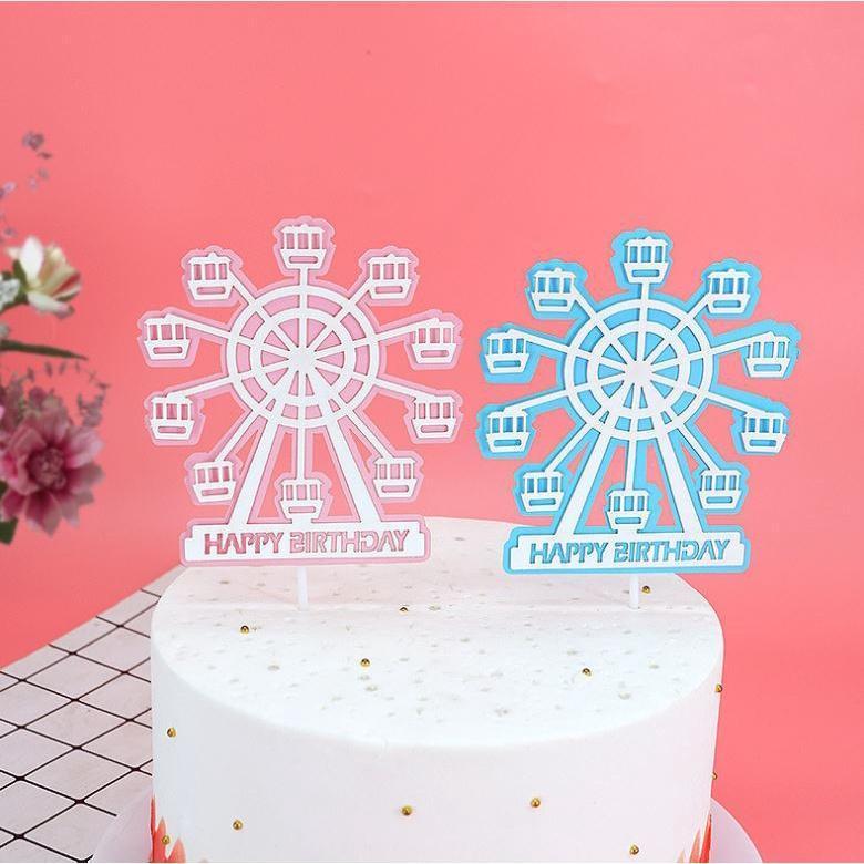 Castle Ferris Wheel Wedding Cake Topper Paper Happy Birthday Cream Cake Insert Flag 摩天轮创意蛋糕装饰(1148L) - Image 6