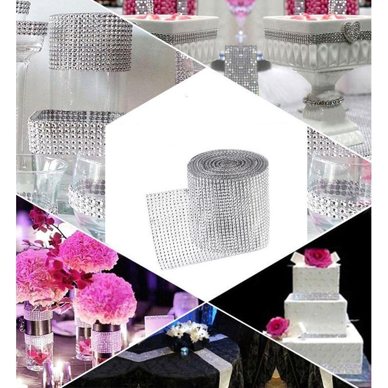 1yard Sparkling colorful Plated Diamond Mesh Wrap Crystal Rhinestone Ribbon Accessories (616L) - Image 3