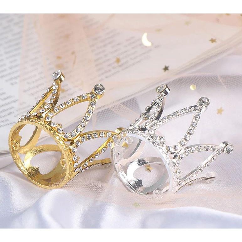 Mini Crown Princess Topper Crystal Pearl Tiara Children Hair Ornaments for Wedding Birthday Party Cake Decorating(1520L) - Image 3