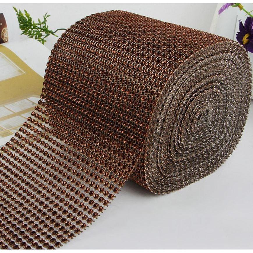 New 1yard Colorful Plastic Diamond Rhinestone Mesh Ribbon Roll Sparking Wedding Ornament 24 Rows Decorative(910L) - Image 10
