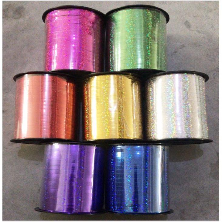 0.5cm*250yard Prism Hoop Holographic Tape For Gift Packing Laser Tape Balloon Ribbon Gold Glitter(694L) - Image 2