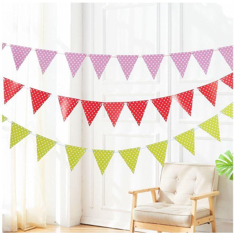 12 Flag Paper Pennant Bunting DIY Home Decoration Festive Party Decoration Bunting Kids Room Decoration Garland (1125L) - Image 3