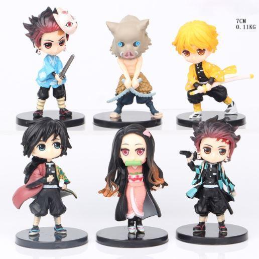 6 Pcs Anime Spot Ghost Blade Generation Sitting Q Version Cake Accessories Doll Doll Hand Model 鬼灭之刃6款炭次郎(1744L) - Image 5