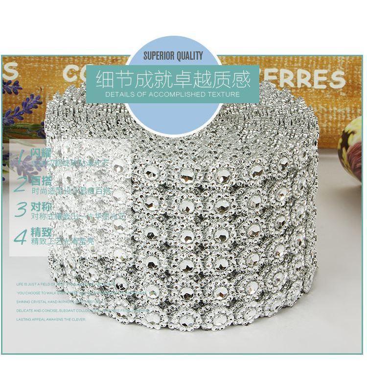 1yard 6 Layer Sunflower Rhinestone Crystal Ribbon Faux Diamond Ribbon Acrylic Flower Mesh Wrap for Wedding (914L) - Image 2