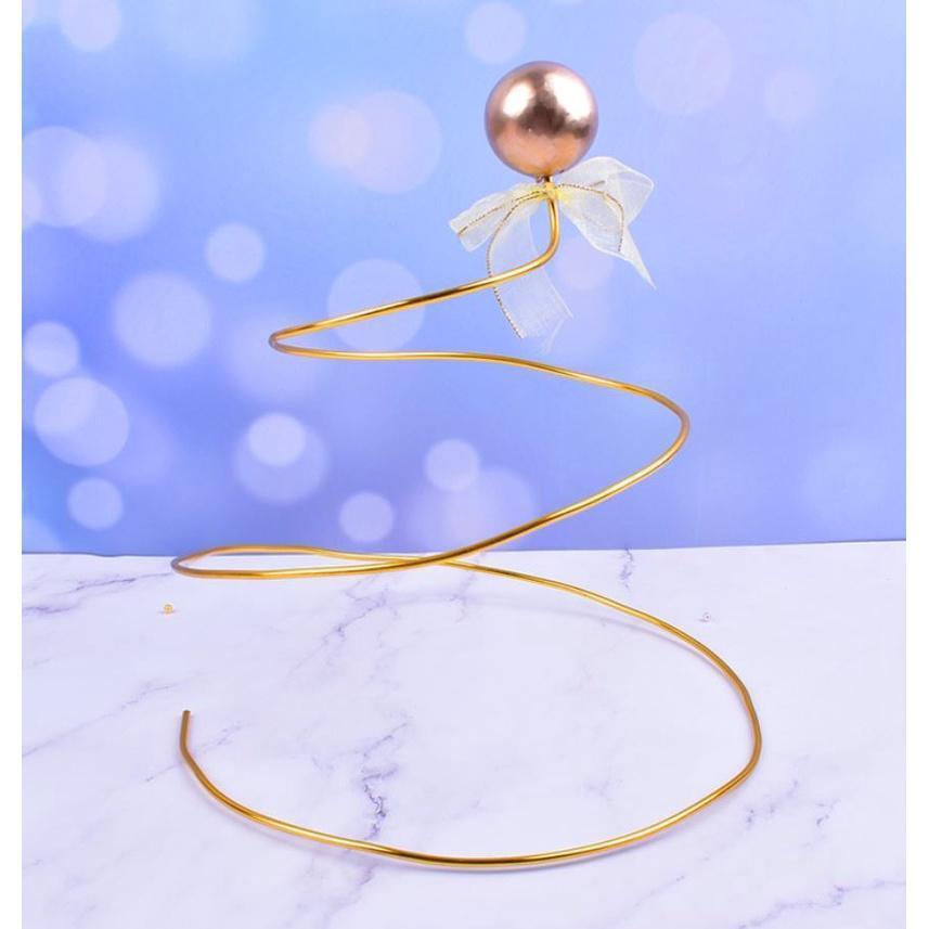 Golder Silver Ball Star Wire Iron Ring Circle Art Ribbon Cake Topper Birthday Decoration(1360L) - Image 11