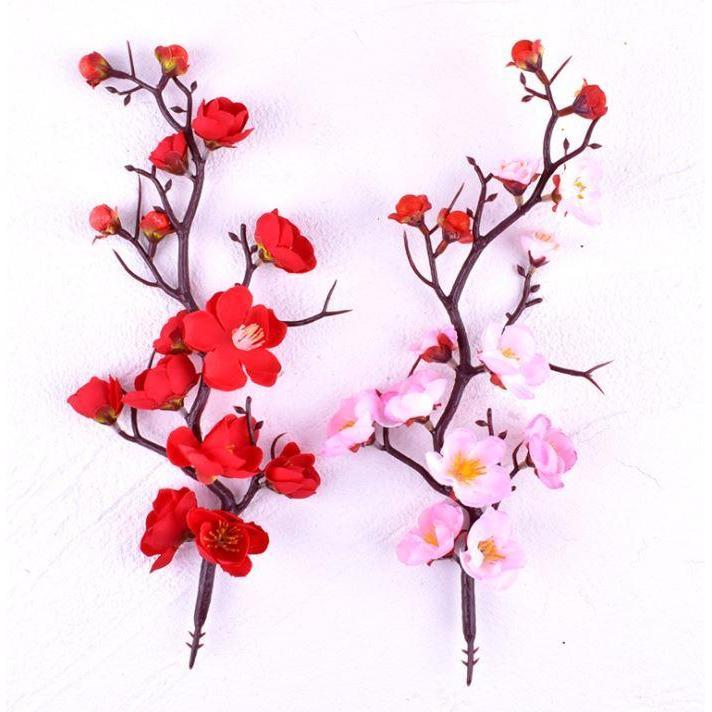 Romantic Wedding Birthday Party Cake Topper Red Plum Blossom Twig Artificial Fake Flowers Plant Home (1030L) - Image 4