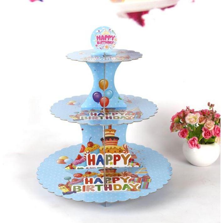 3-layer Cake Stand Three-tier Round Foldable Paper Cake Holders Birthday Wedding Party Dessert Shelf Decoration (1344L) - Image 6