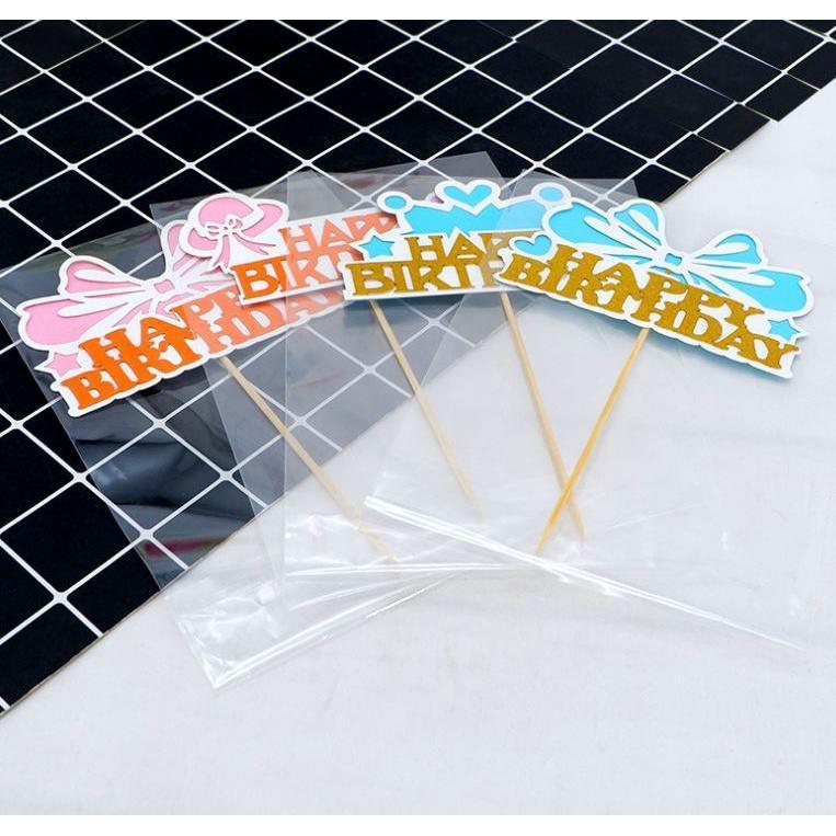 Cute Ribbon Happy Birthday Cake Topper Pink Blue Cupcake Topper for Birthday Party Dessert Cake Decorations(1463L) - Image 5