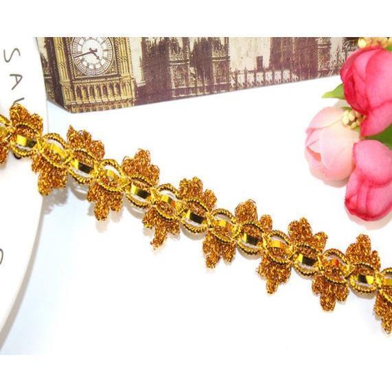 Width 23mm 1yard gold silver polyester corrugated flower braided crochet ribbon lace trim 三朵金色花边 (1559L) - Image 7