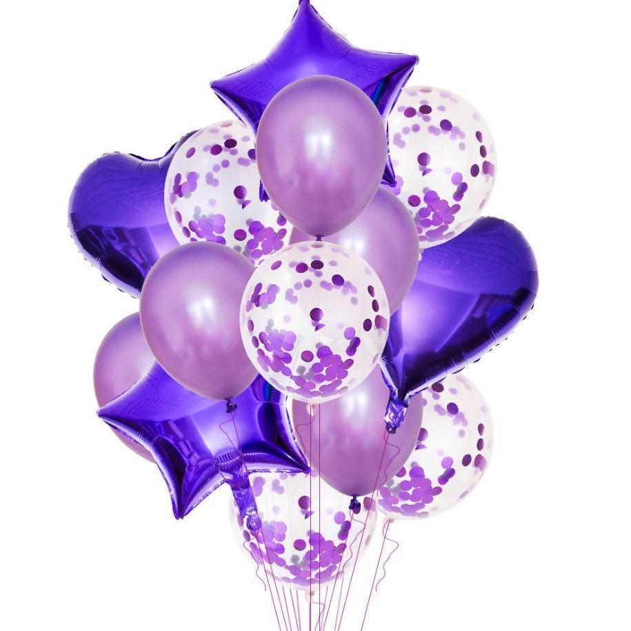 14Pcs 12inch Latex Colorful Balloons Confetti Air Balloons Inflatable Ball Helium Balloon For Birthday Wedding (488L) - Image 9