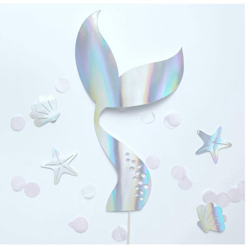 New Mermaid Tail Acrylic Cake Topper Wedding Mermaid Laser Paper Cake Topper For Birthday Party Cake Decorations(996L) - Image 14