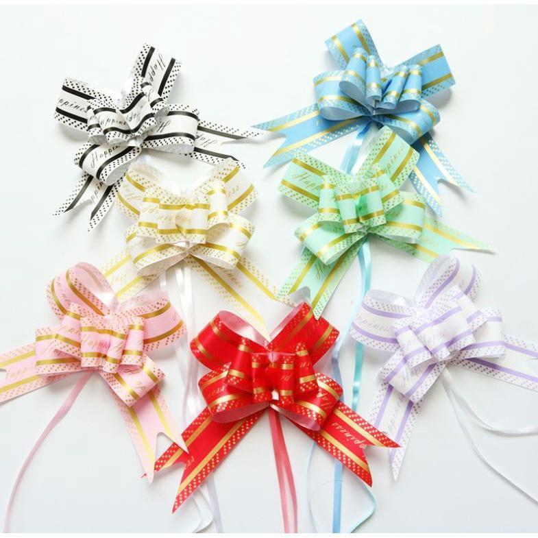 5pcs/Lot "HAPPINESS" Large Pull Flower Ribbon Packaging Gift Bags Bottle Pumping Garland for Home Party Decoratio(1241L)