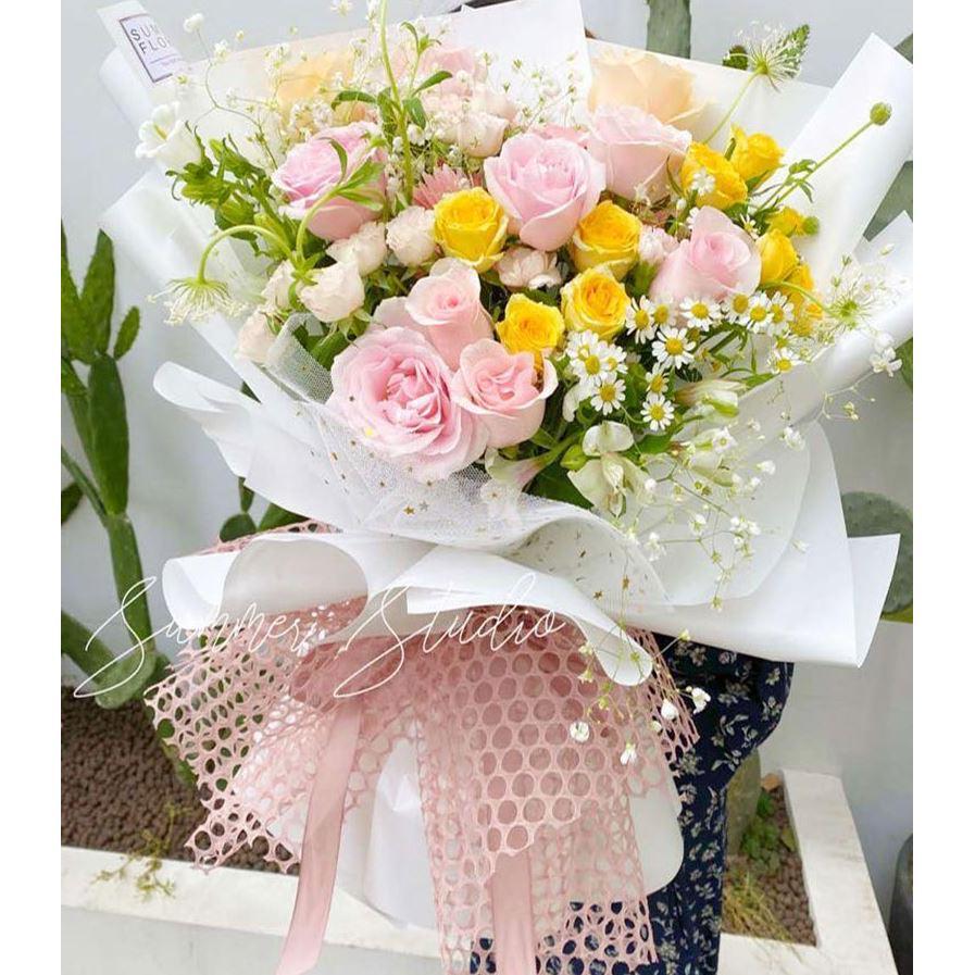 1roll Color Korea Round Heart Scrapbook Gauze DIY Handmade Tissue Paper Flowers Bouquet Wrapping Paper Florist (1160L) - Image 2