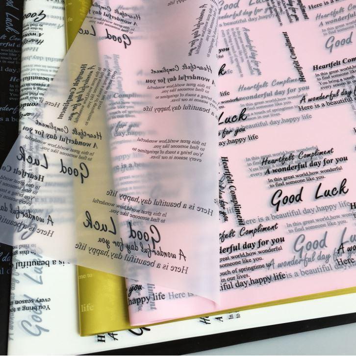Design Water Proof English Opp Paper for wrapping Wedding Gift DIY Bouquet Packing Wrapping Paper (1367L) - Image 2