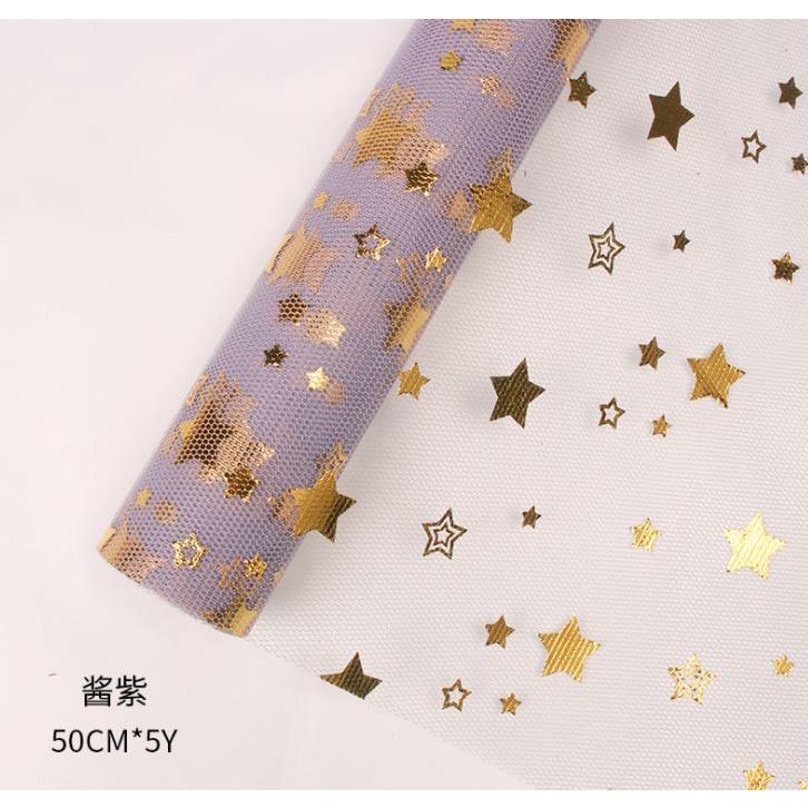 50cm x 5 Yard/roll Star Soft Lace Mesh Wrapping Paper Flower Bouquet Florist Supplies DIY Decor Valentine's Day(1832L) - Image 11