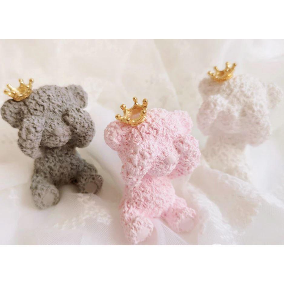 Pink Gray White Crown Bear Shiny Gold Ball Star Love Cake Decorations Mom Dad Birthday Party Decoration(1636L) - Image 3