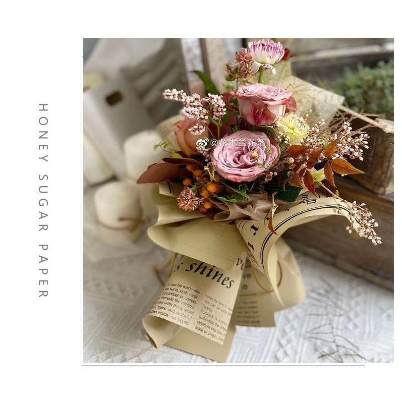 English Print Flower Wrapping Paper Bouquet Wrapping Paper Floral Handmade Diy Materials (1349L) - Image 8