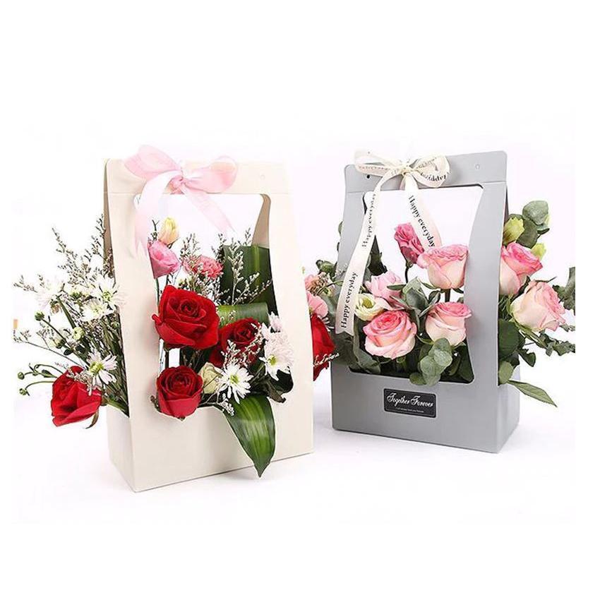 22x11.5x35cm Portable Flower Box Packaging Flower Basket Gifts Folding Paper Box Florist (550L)