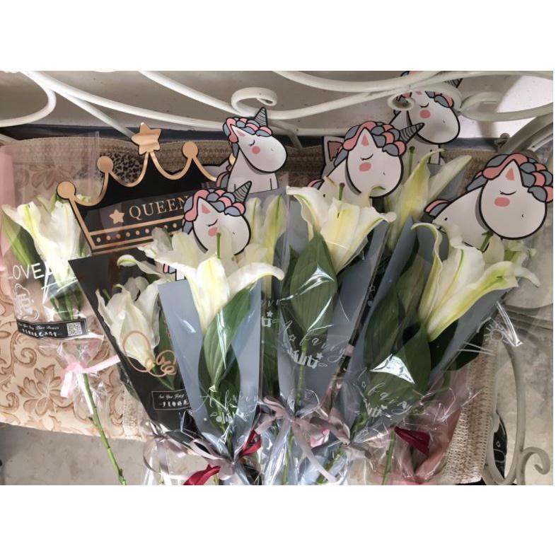 20pcs Cartoon Single Flower Rose Box Bouquet Wrapping Paper PVC Triangular Box Plastic Paper Bags Boxes Cases (1531L) - Image 5