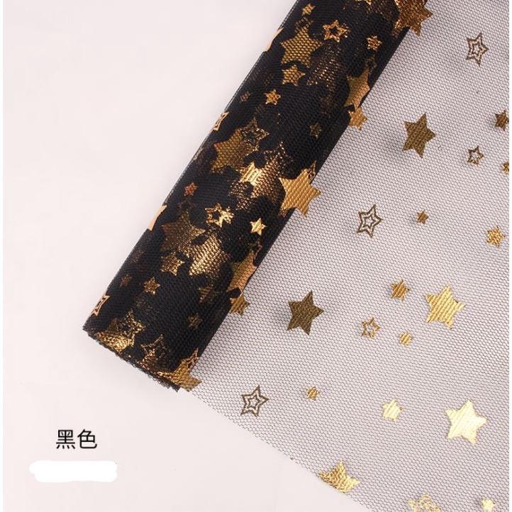 1Yard Gold Star Yarn Scrapbook Decorate Gauze Flowers Bouquet Wrapping Paper Florist Materials Supplies Christmas(1833L) - Image 6