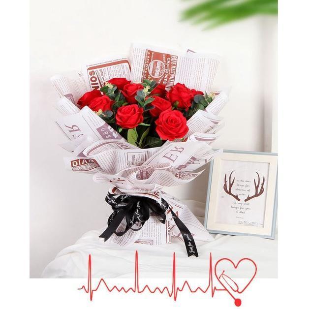 1Pcs Newspaper English Alphabet Waterproof Flower Wrapping Paper Bouquet Gift Crepe Papers Flower Packaging (1936L) - Image 8