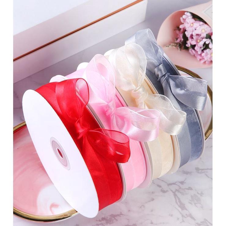 2.5cm 50Yard Lace Fabric Misty Gauze Handmade Ribbons DIY Gift Packaging Material Flowers Ribbon Hair Accessories(1889L)