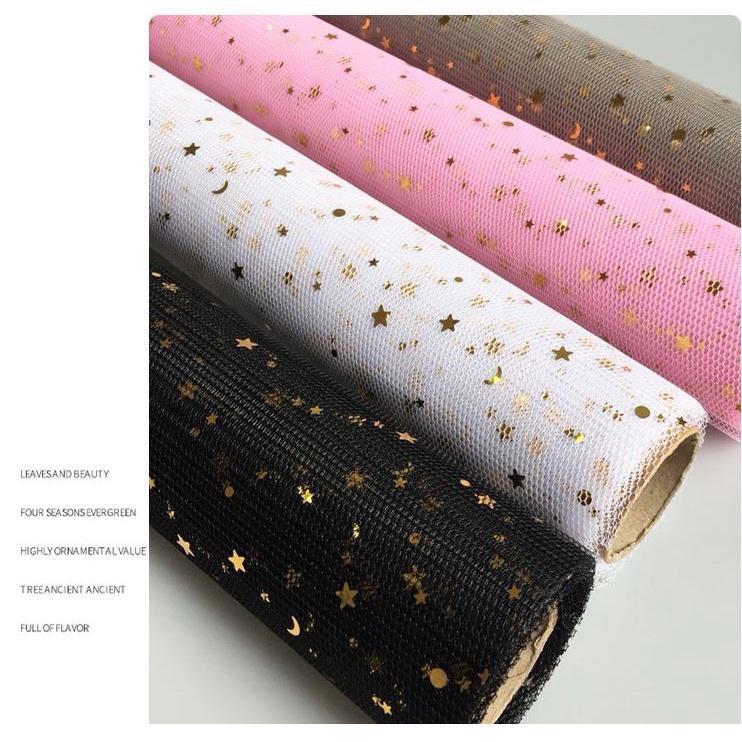 50cm x 1yard Star Moon Soft Lace Mesh Wrapping Paper Flower Bouquet Florist Supplies DIY Decor Valentine's Day(1259L) - Image 5