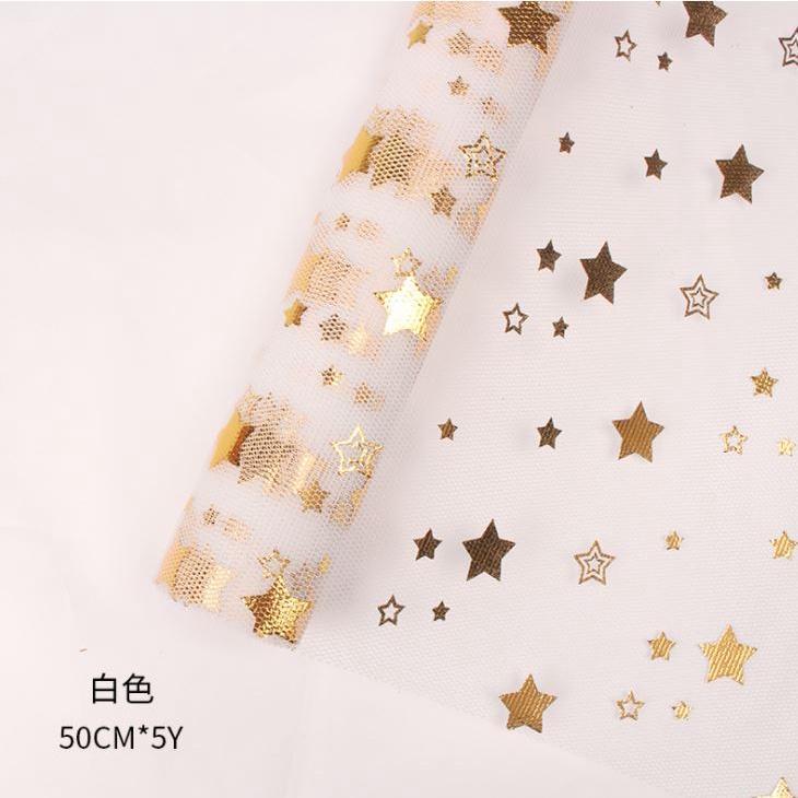 50cm x 5 Yard/roll Star Soft Lace Mesh Wrapping Paper Flower Bouquet Florist Supplies DIY Decor Valentine's Day(1832L) - Image 13