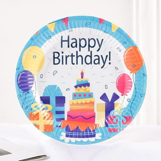 5pcs 7 inch Colorful party tray Disposable birthday party paper plates Printed Bronzing Cake Paper Party(1933L) - Image 13