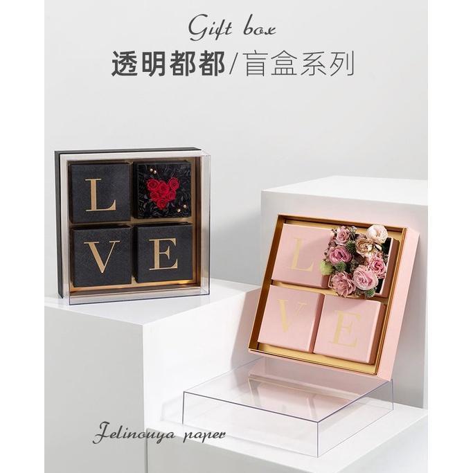 New Valentine's Day New Fashion Surprise Blind Box Acrylic Transparent Hand Holding Flowers Gift Box Chocolate(1891L)