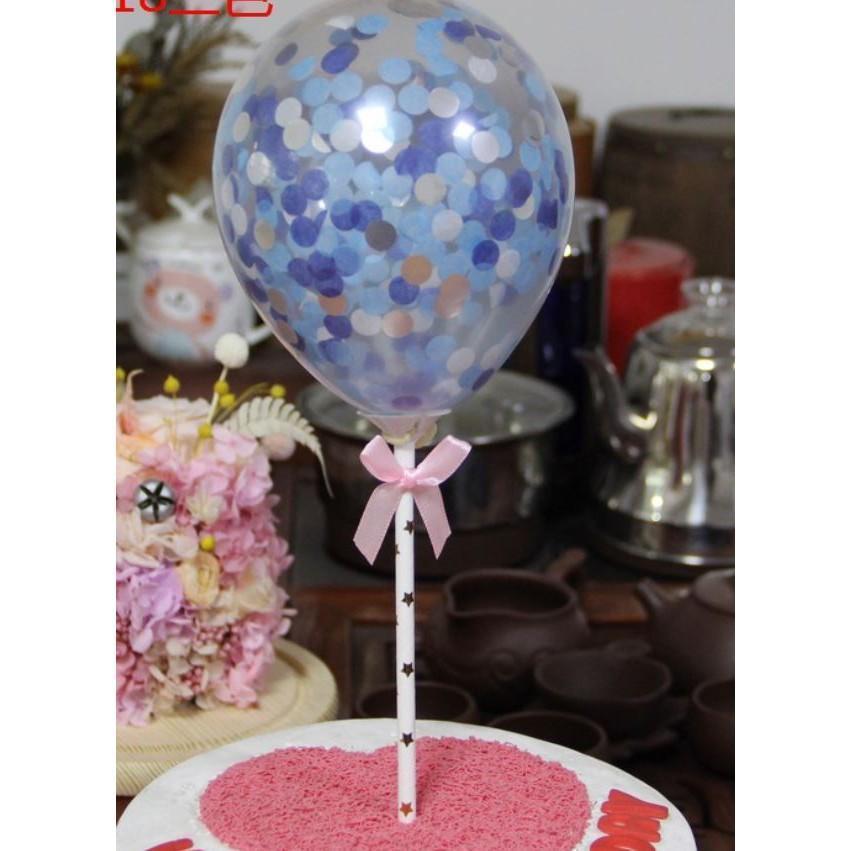 5inch confetti balloon Cake Topper Happy Birthday Cupcake Topper For Baby Shower with Paper Straw Ribbon 插牌摆件插旗 (395L) - Image 11