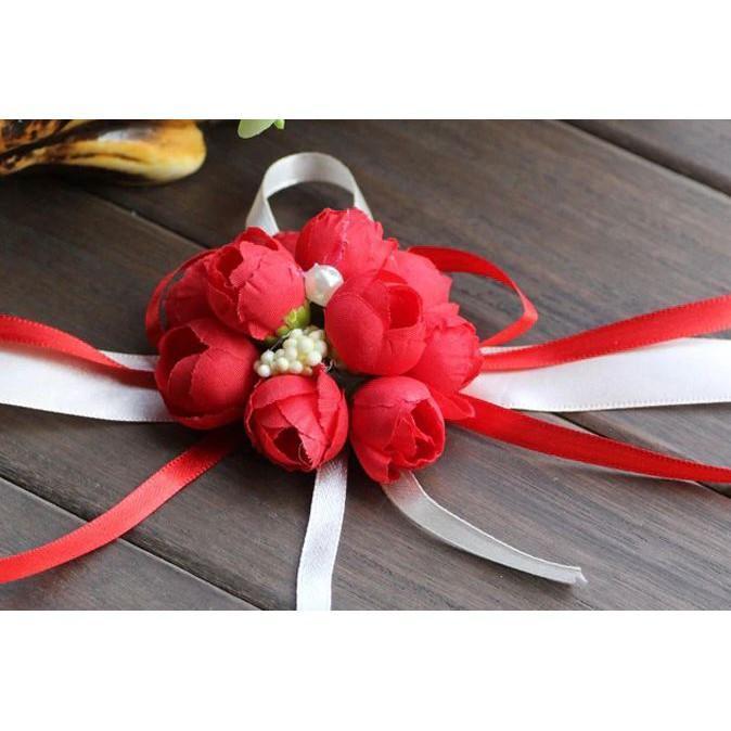 4pcs/pack Hand Flower Wrist Corsages Silk Lace 手腕花韩式婚礼伴娘姐妹手花 (288L) - Image 9