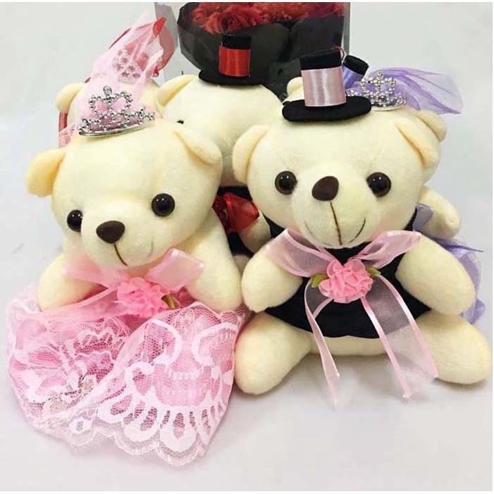 18cm Romantic Wedding Bear Couples Plush Toys Teddy Bear Doll 2pcs/pair Wedding Gift Bear Bride & Groom(1021L) - Image 15