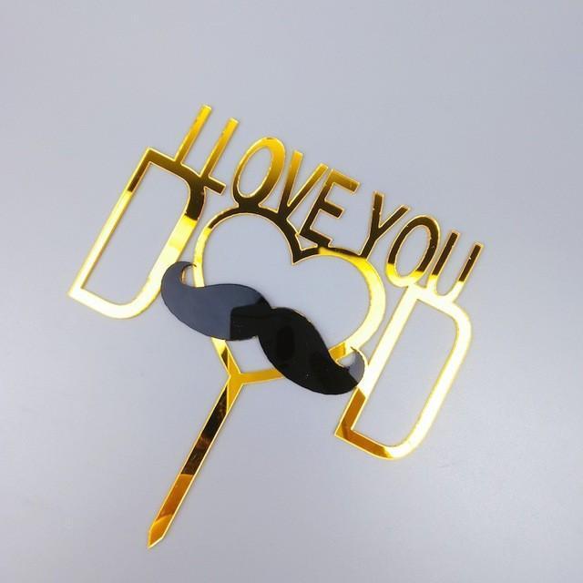 1pc Gold Happy Father's Day Cake Topper Gillter Best Day Cake Flag for Family Birthday Fathers Party Baking (540L) - Image 18