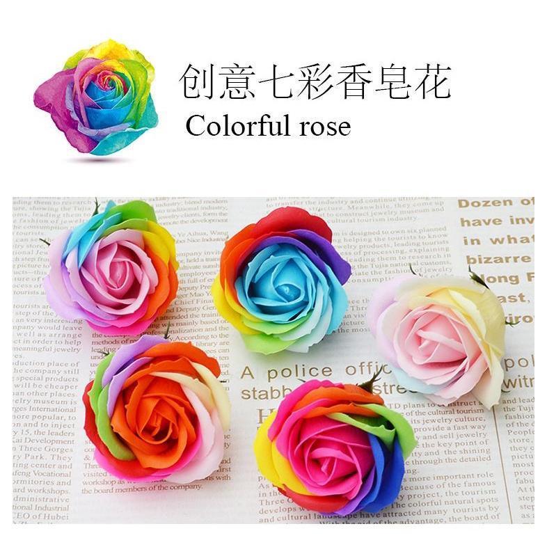 25pcs 5 layer 6cm Colorful Soap Rose Decorative Flowers Soap Flower Petal Wedding Favors Valentine's Day Gift(1778L)