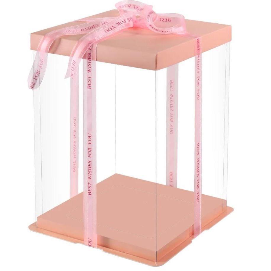 4/6/8/10/12inch Pink Lip And Base Transparent Rectangle Cake Box New Clear Gift Flower Cake Box Dustproof (905L) - Image 10