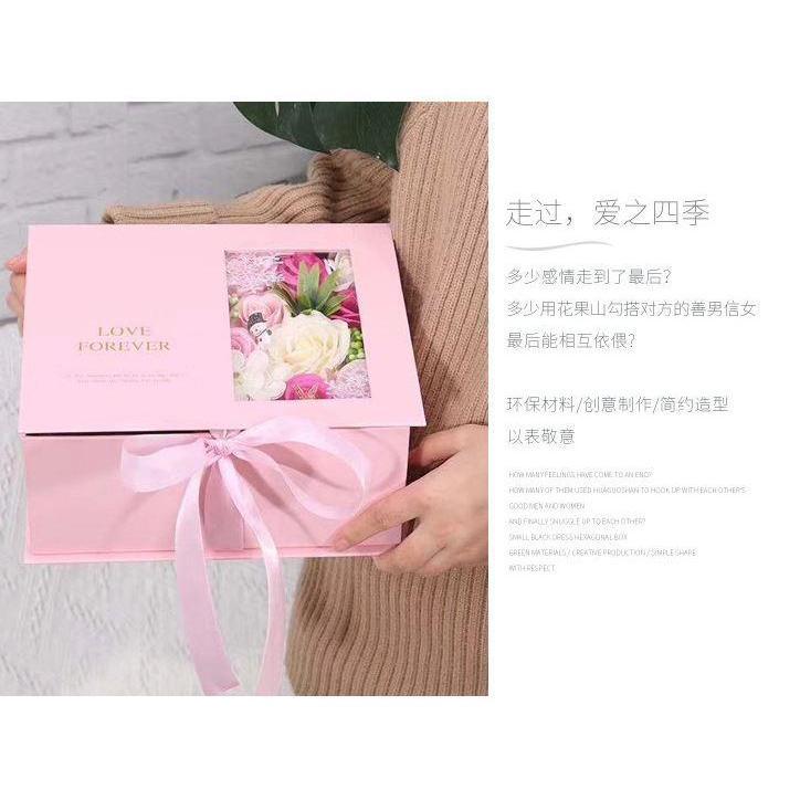 "LOVE FOREVER" Mother Day Valentine's Day Gift Box Jewelry Box Valentines Day Soap Rose Necklace Ring Gift Box(1244L) - Image 3