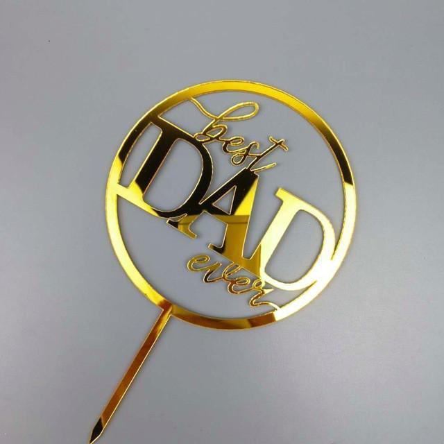 1pc Gold Happy Father's Day Cake Topper Gillter Best Day Cake Flag for Family Birthday Fathers Party Baking (540L) - Image 15