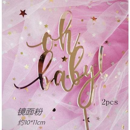1pcs 2 Color 'Oh Baby' Letter Cake Topper Decoration Acrylic Birthday Party Baking Supplies Love Gifts(507L) - Image 5