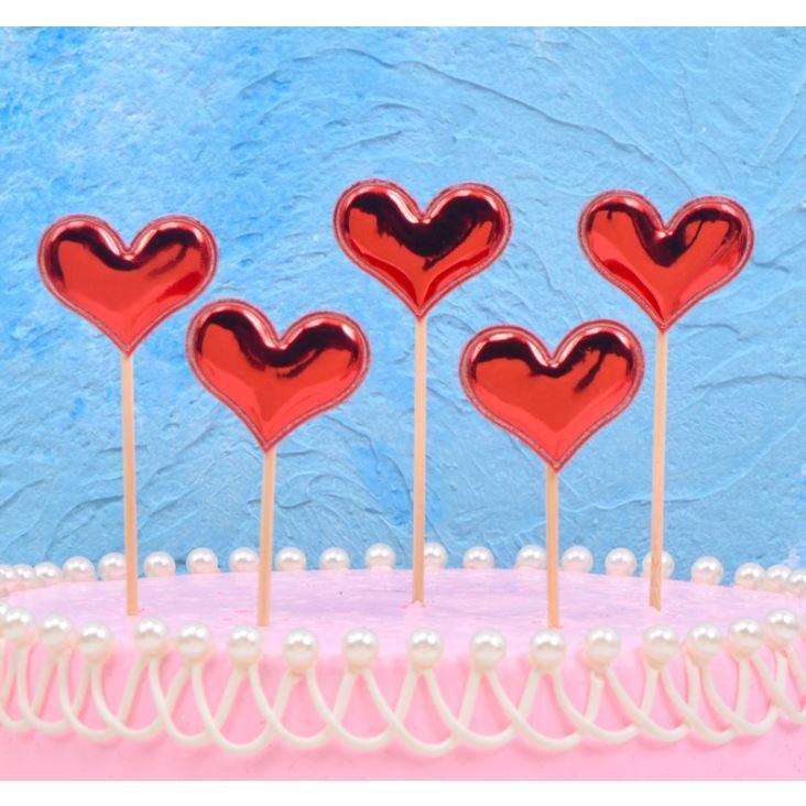 5PCS Pink Pearl Polished Crown Cake Topper with Toothpick Cake Decoration for Wedding Birthday Party Gift(1443L) - Image 10