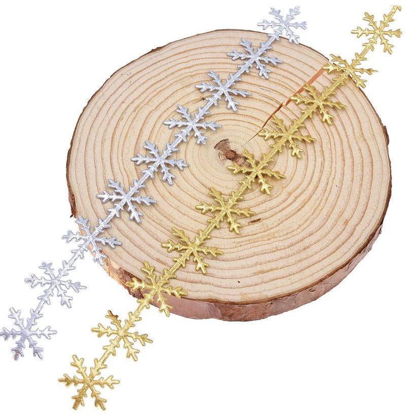 1yard Imitation leather Gold and Silver Snowflake Ribbon lace Christmas Decoration Christmas Home Decoration (1797L) - Image 3